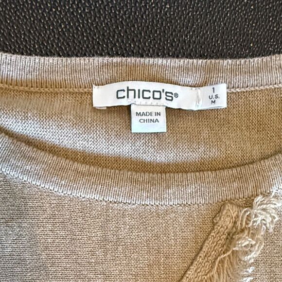 Chico's Women's Fringe Pullover Sweater - Camel size 1/ medium - Picture 2 of 7